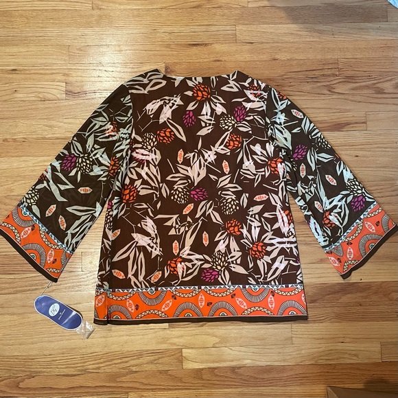 VTG Embellished Patterned Long Sleeve Tunic Top NWT DG2 By Diane Gilman - Picture 10 of 10